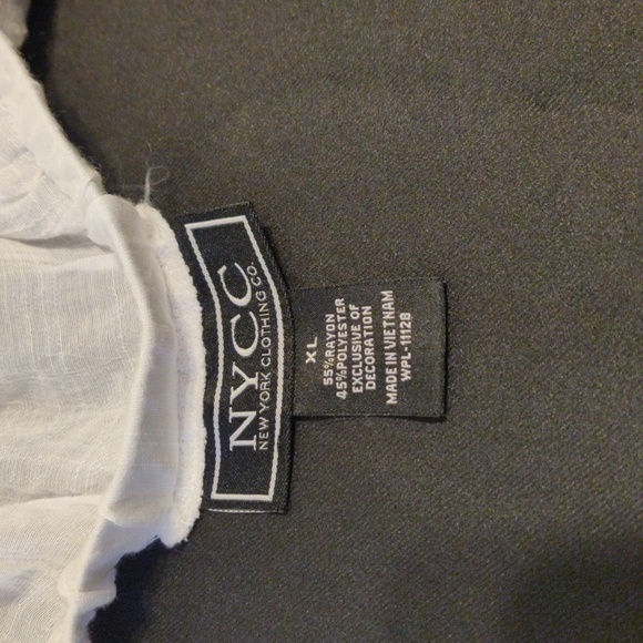 NYCC Semi-transparent white blouse with black embroidery on the front. - Picture 7 of 10